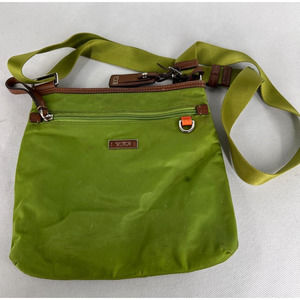 Tumi Lime Green Crossbody Bag Leather Trimmed Small Size
